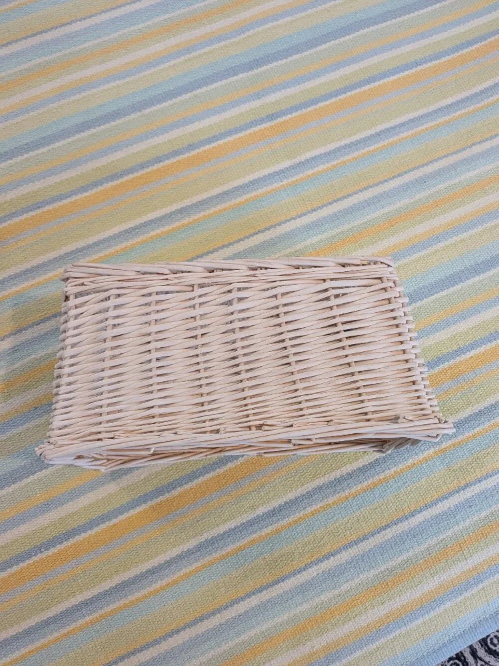 White Wicker Basket With Purple Polka Dot Liner